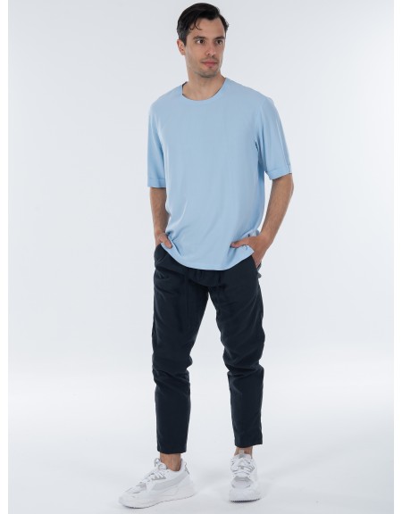 OVER-D Chino Παντελόνι λινό OC1S0S0P05 Μπλε OVER-D - 6