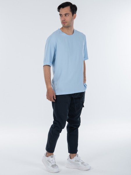 OVER-D Chino Παντελόνι λινό OC1S0S0P05 Μπλε OVER-D - 7