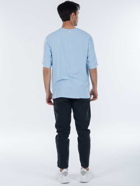 OVER-D Chino Παντελόνι λινό OC1S0S0P05 Μπλε OVER-D - 8