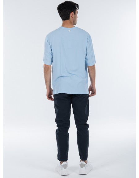 OVER-D Chino Παντελόνι λινό OC1S0S0P05 Μπλε OVER-D - 8