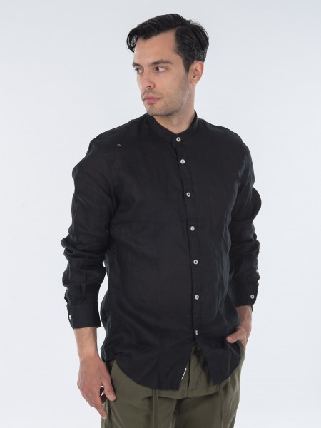 OVER-D Πουκάμισο λινό mao OC1S0S0C03 Μαύρο OVER-D - 3