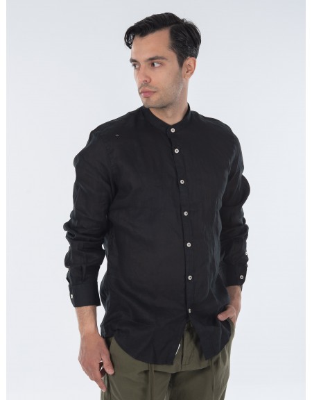 OVER-D Πουκάμισο λινό mao OC1S0S0C03 Μαύρο OVER-D - 3