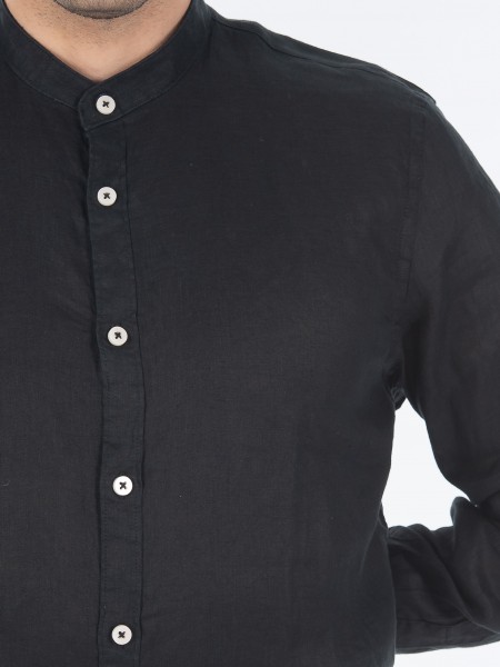 OVER-D Πουκάμισο λινό mao OC1S0S0C03 Μαύρο OVER-D - 5