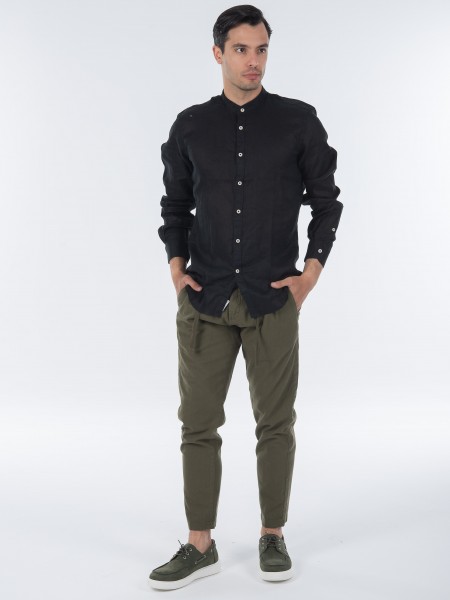 OVER-D Πουκάμισο λινό mao OC1S0S0C03 Μαύρο OVER-D - 6