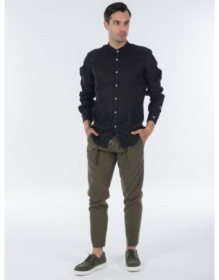 OVER-D Πουκάμισο λινό mao OC1S0S0C03 Μαύρο OVER-D - 6