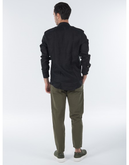 OVER-D Πουκάμισο λινό mao OC1S0S0C03 Μαύρο OVER-D - 8
