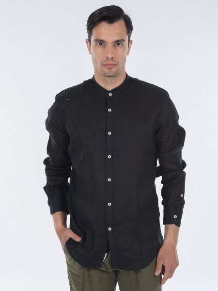 OVER-D Πουκάμισο λινό mao OC1S0S0C03 Μαύρο OVER-D - 1