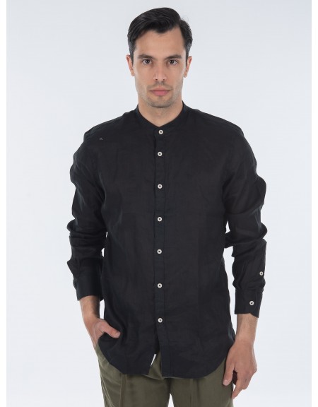 OVER-D Πουκάμισο λινό mao OC1S0S0C03 Μαύρο OVER-D - 1