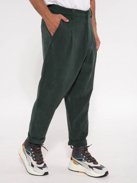 NINETEEN Chino Παντελόνι κοτλέ X23-1018 Κυπαρισσί NINETEEN - 3