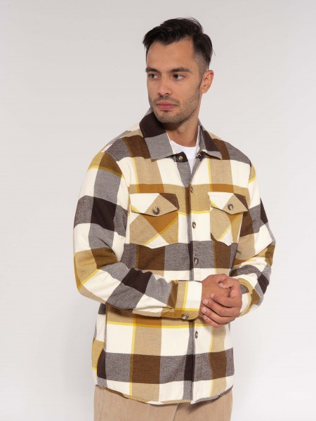 OVER-D Πουκάμισο - Jacket καρό OE1F2W3J32 Λευκό - Καφέ - Μαυρό OVER-D - 3