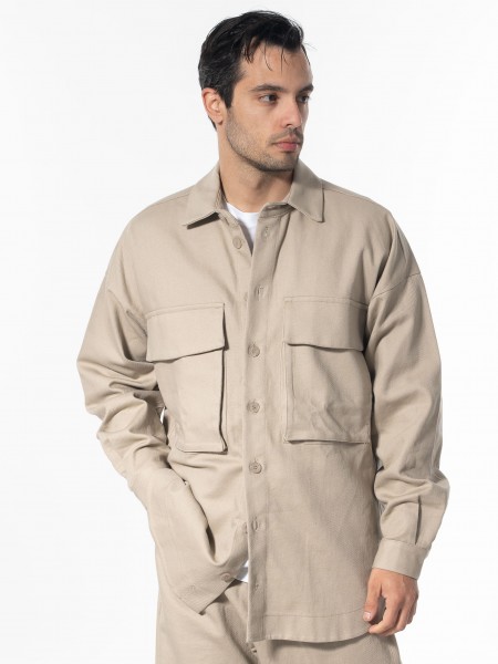 NINETEEN Πουκάμισο - Jacket K24-1058 Μπεζ NINETEEN - 1