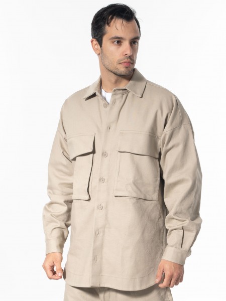 NINETEEN Πουκάμισο - Jacket K24-1058 Μπεζ NINETEEN - 3