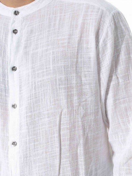 LA HAINE Πουκάμισο mao λινό 3V LM118 Λευκό LA HAINE - 6
