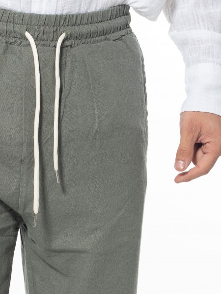 XAGON MAN Παντελόνι λινό 1MBM103 Λαδί XAGON MAN - 5