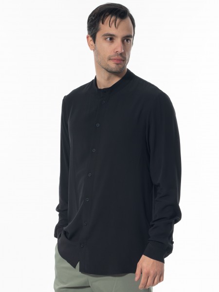 NINETEEN Πουκάμισο mao K24-1048 Μαύρο NINETEEN - 3