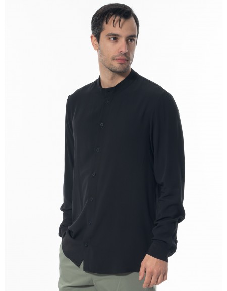 NINETEEN Πουκάμισο mao K24-1048 Μαύρο NINETEEN - 3