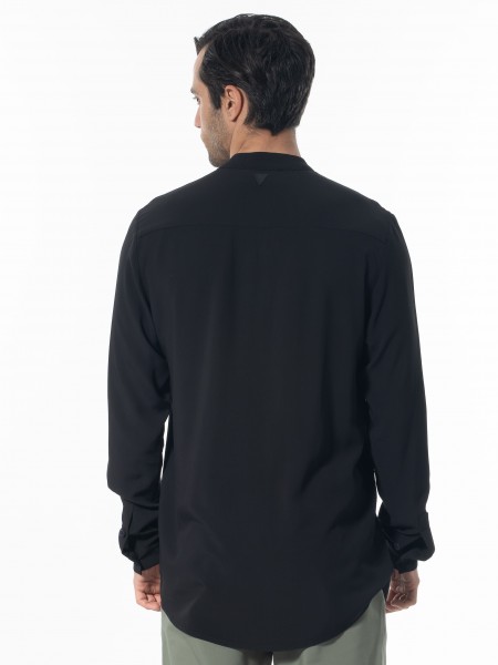 NINETEEN Πουκάμισο mao K24-1048 Μαύρο NINETEEN - 2