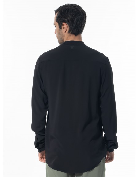 NINETEEN Πουκάμισο mao K24-1048 Μαύρο NINETEEN - 2