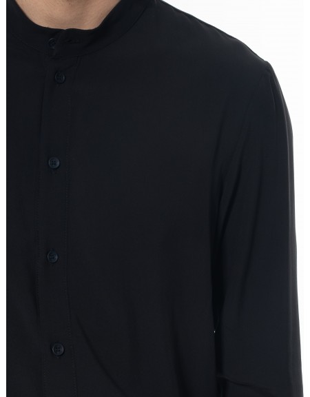 NINETEEN Πουκάμισο mao K24-1048 Μαύρο NINETEEN - 5