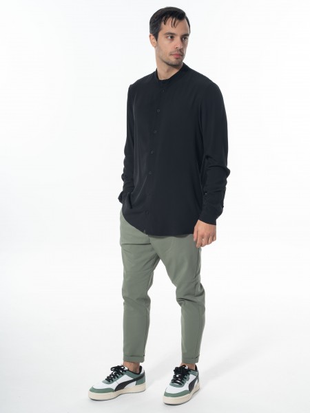 NINETEEN Πουκάμισο mao K24-1048 Μαύρο NINETEEN - 8