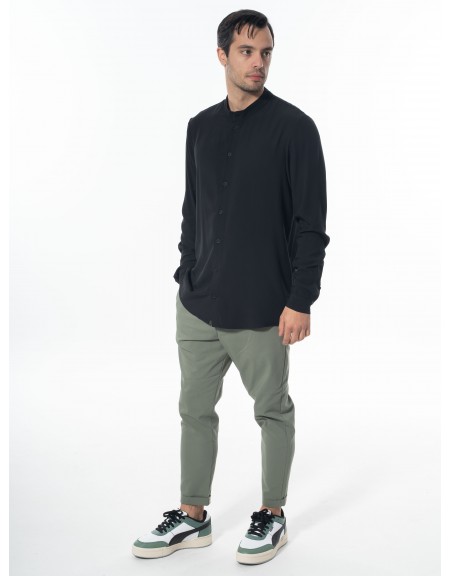 NINETEEN Πουκάμισο mao K24-1048 Μαύρο NINETEEN - 8