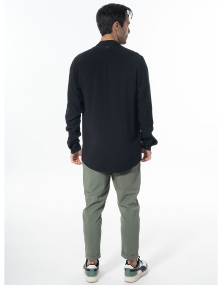 NINETEEN Πουκάμισο mao K24-1048 Μαύρο NINETEEN - 7