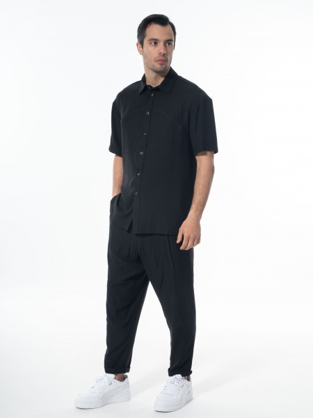 NINETEEN Short sleeve shirt K24-1016 Black NINETEEN - 8