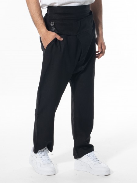 LA HAINE Παντελόνι λινό 3B LM100 Μαύρο LA HAINE - 4