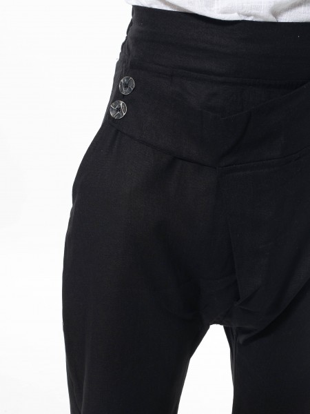 LA HAINE Παντελόνι λινό 3B LM100 Μαύρο LA HAINE - 5