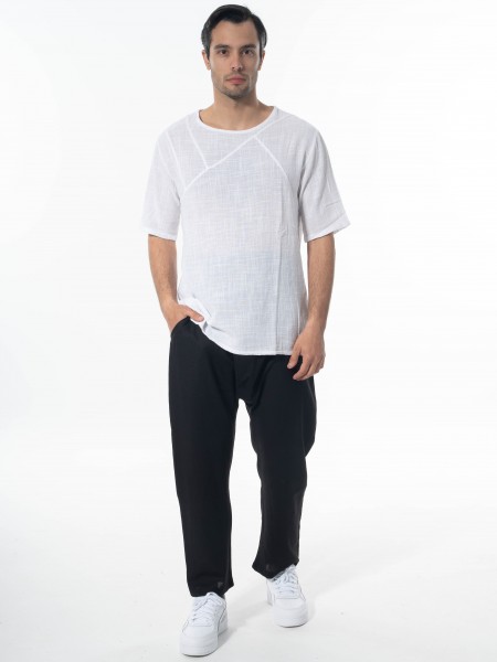 LA HAINE Παντελόνι λινό 3B LM100 Μαύρο LA HAINE - 6