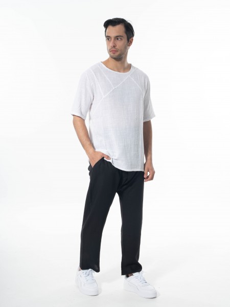 LA HAINE Παντελόνι λινό 3B LM100 Μαύρο LA HAINE - 9