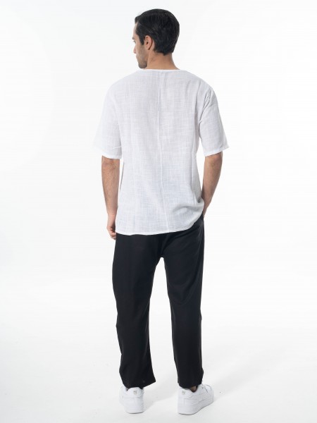 LA HAINE Παντελόνι λινό 3B LM100 Μαύρο LA HAINE - 7