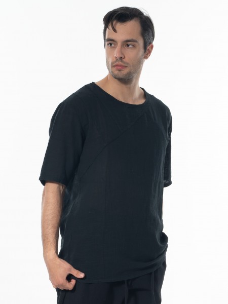 LA HAINE T-shirt linen 3V LM140 Black LA HAINE - 4