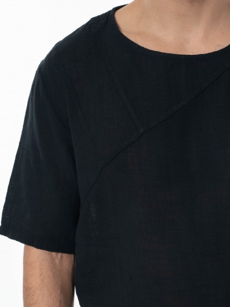 LA HAINE T-shirt linen 3V LM140 Black LA HAINE - 5