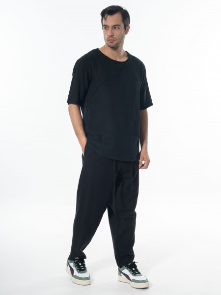 LA HAINE T-shirt linen 3V LM140 Black LA HAINE - 9