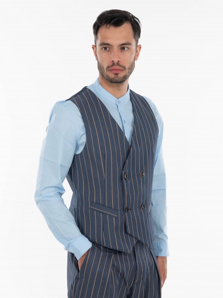 OVER-D Vest OE1S2S4I05 Blue - Brown OVER-D - 3