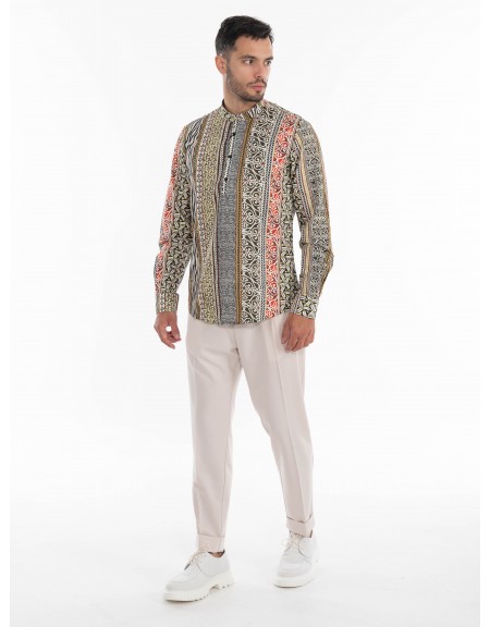 OVER-D Shirt mao OE1S2S4C15 Printed - Beige - Olive OVER-D - 7