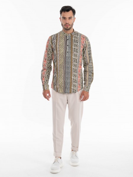 OVER-D Shirt mao OE1S2S4C15 Printed - Beige - Olive OVER-D - 6