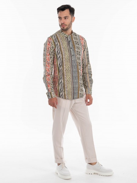 OVER-D Shirt mao OE1S2S4C15 Printed - Beige - Olive OVER-D - 8