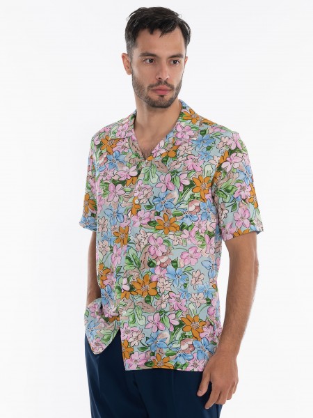 OVER-D Πουκάμισο κοντομάνικο OE1S2S4C07 Ροζ - Μπλε OVER-D - 2