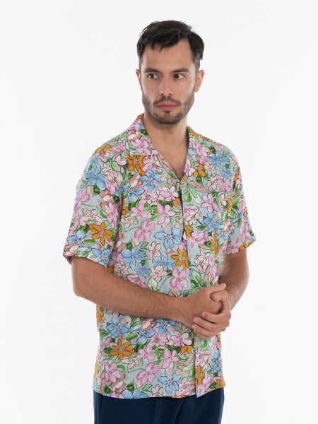 OVER-D Πουκάμισο κοντομάνικο OE1S2S4C07 Ροζ - Μπλε OVER-D - 3