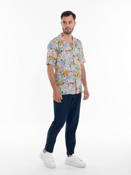 OVER-D Πουκάμισο κοντομάνικο OE1S2S4C07 Ροζ - Μπλε OVER-D - 8