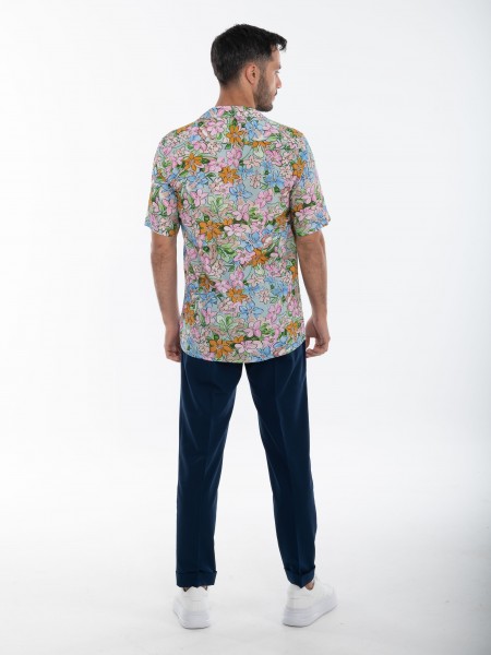 OVER-D Πουκάμισο κοντομάνικο OE1S2S4C07 Ροζ - Μπλε OVER-D - 9