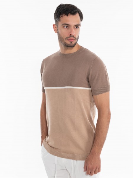 OVER-D T-shirt νημάτινο OE1S2S4M10 Καφέ - Μπεζ OVER-D - 2