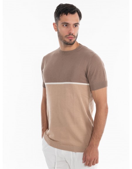 OVER-D T-shirt νημάτινο OE1S2S4M10 Καφέ - Μπεζ OVER-D - 2