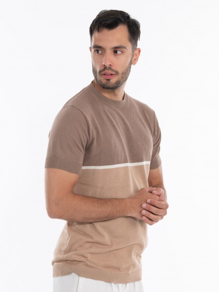 OVER-D T-shirt νημάτινο OE1S2S4M10 Καφέ - Μπεζ OVER-D - 3