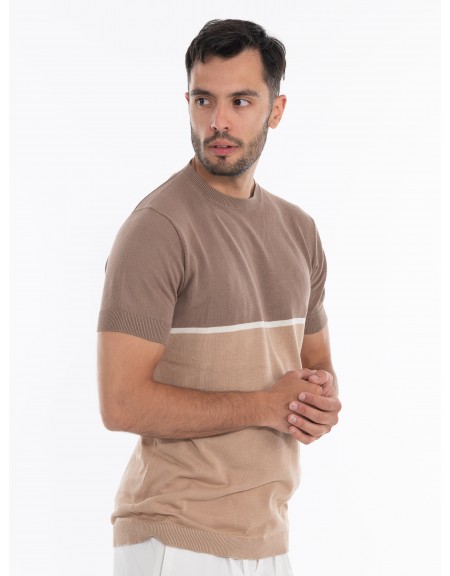 OVER-D T-shirt νημάτινο OE1S2S4M10 Καφέ - Μπεζ OVER-D - 3