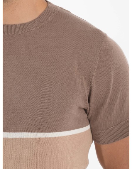 OVER-D T-shirt νημάτινο OE1S2S4M10 Καφέ - Μπεζ OVER-D - 5