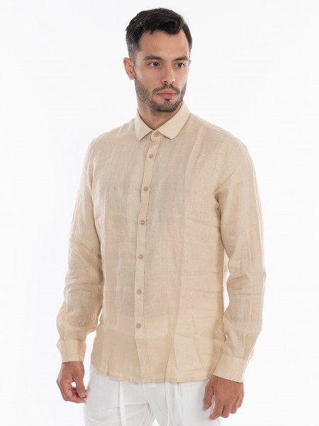 OVER-D Πουκάμισο λινό OE1S2S4C49 Μπεζ OVER-D - 2