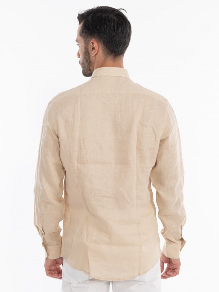 OVER-D Πουκάμισο λινό OE1S2S4C49 Μπεζ OVER-D - 4